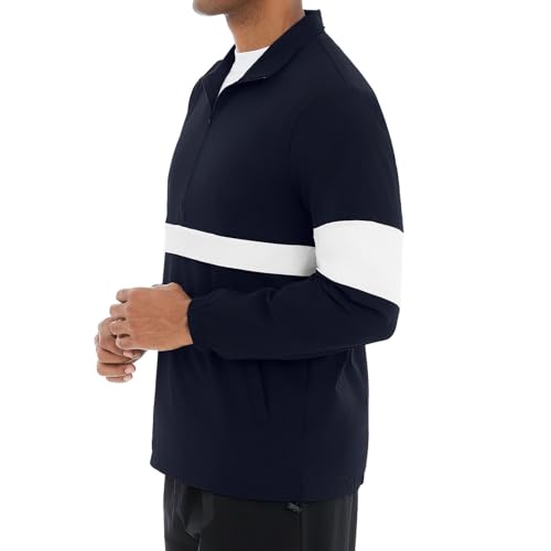 Image of EDITCOZY Men's Lightweight Quarter Zip Pullover Casual Windbreaker for Running Golf Jackets with 3 Pockets