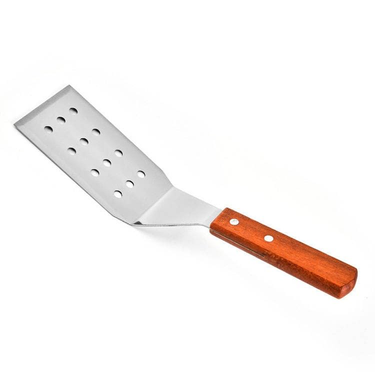MaruHub Stainless Steel BBQ Griddle Spatula with Wooden Handle - Slotted Grill Turner & Meat Flipper Tool for Grilling, Cooking, Camping & Outdoor BBQ - Image 3 thumbnail