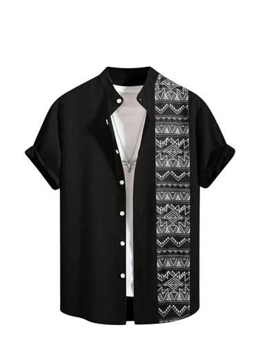 OYOANGLE Men's Casual Short Sleeve Button Down Shirts Hawaiian Beach Summer Shirts