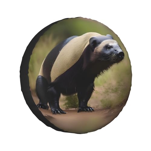Cute Honey Badger Car Tire Cover – Versatile Spare Tire Covers for 15-inch Wheel, Suitable – Camper Wheel Cover, Waterproof and Durable