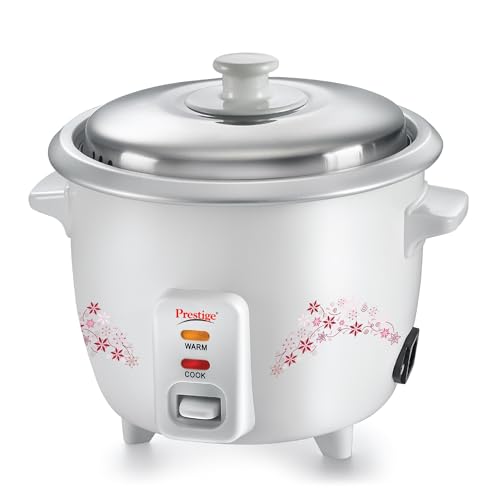 Prestige Delight PRWO 1.0 L Electric Rice Cooker|Detachable power cord|Durable body|Cool touch handles|White| Raw capacity-0.4L|Cooked capacity-1L|Cooks for a family of 2 to 3 members
