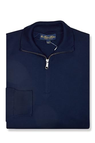 Brooks Brothers Mens Supima Half Zip Mock Neck Sweater, (97924 Navy Blue, Small)2
