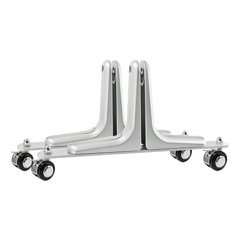 Yuxitia Aluminum Alloy Mobile Screen Support Legs with Wheels, 360° Rotating Steel Material for Privacy Room Divider, Folding Partition Holder (Silver) Cover