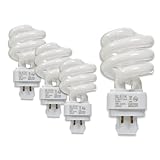 SLEEKLIGHTING 13 Watt T3 Spiral CFL 4 Pin G24Q-1 Base Light Bulb 4200K 800lm - Compact Fluorescent -Warm White Light 4pack