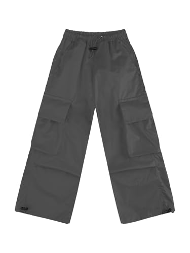 Girls Boys Casual Drawstring Cargo Pants Kids Elastic Waistband Straight Leg Trousers with Pockets Streetwear3