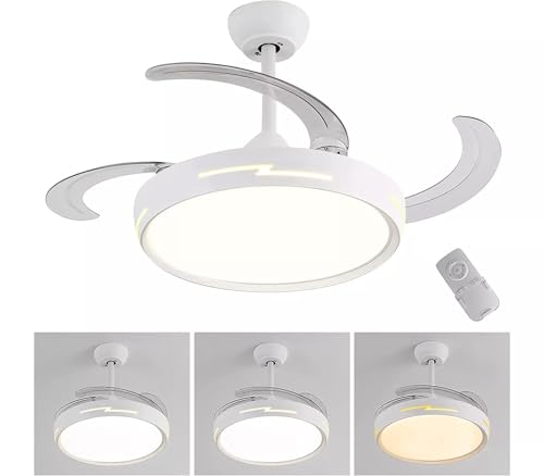myself 21 SHOP® Ventilatore Da Soffitto Con Luce Pale Scomparsa 72W Lampadario Sospensione con Telecomando incluso Regolabile 3000K 4000K 6500K