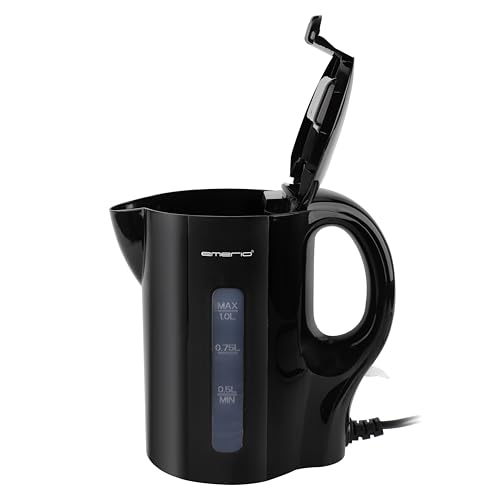 EMERIO Wasserkocher 1.0 Liter | 1200 Watt | Wasserstandsanzeige | Trockengehsschutz | Auto-Off | STRIX | beleuchteter Ein-/Aus-Schalter | ideal für Zuhause, Camping oder Büro | WK-133947 | Schwarz – Bild 2
