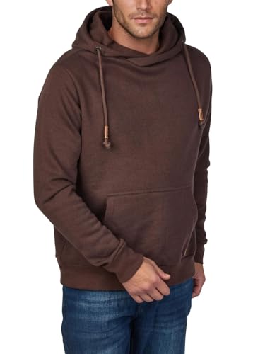 riverso Pull à Capuche RIVJulian pour Homme - Sweat à Capuche - Poches Kangourou - Col croisé - Regular - Coton - Gris Vert Rouge Bleu Noir - S M L XL 2XL 3XL 4XL 5XL, Marron foncé (21400), XXXXL