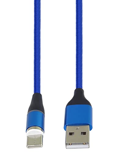PremiumCord Magnetic USB-C and Micro USB Charging and Data Cable USB 2.0 Male to Male Speed 480 Mbps Colour: Blue Length: 1m - Image 3