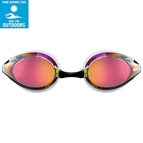 ARENA Tracks Unisex Adult Essential Racing Swim Goggles for Competitive Swimmers FINA-Approved Anti-Fog Coated Mirror Lens, White/Red Copper/Black by ARENA - Image 3
