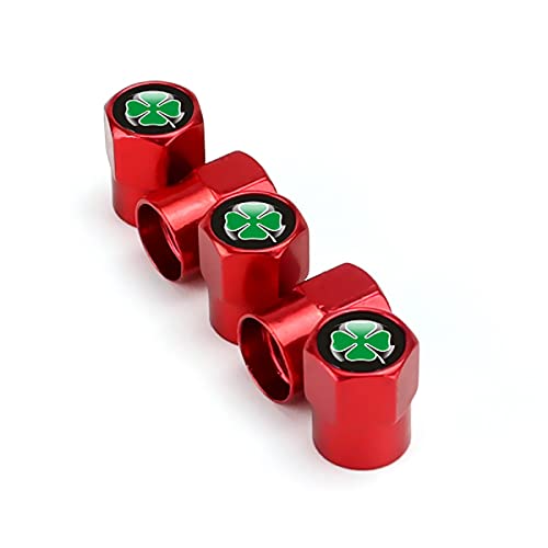 WOSITE 5Pcs Lucky Clover Metal Tire Valve Stem Caps with O Rubber Ring, Universal Metal Valve Stem Covers for Alfa Romeo High Performance Cars, SUVs, Bike, Trucks, Motorcycles Decoration Accessories