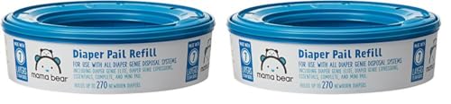 Image of Amazon Brand - Mama Bear Diaper Pail Refills for Genie Pails, Unscented, 270 Count (Pack of 2)