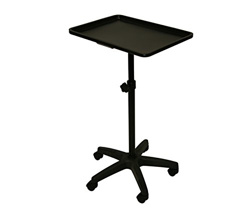 InkBed Extra Large Black Steel Single-Post Mayo Instrument Stand with Lift Out Work Tray Tattoo Salon Spa