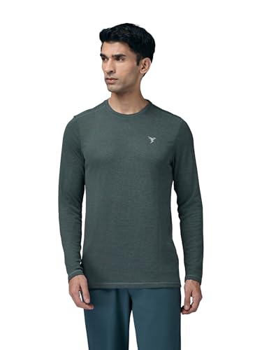 Image of TECHNOSPORT Men's Slim Fit Full Sleeve Round Neck T-Shirt, Double Cool Quick Dry Moisture Wicking Stretchable Sports Gym and Casual Wear