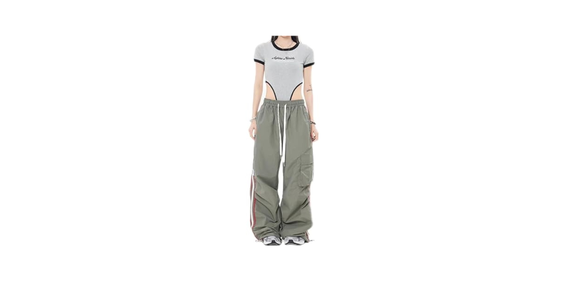 Ponitrack Cargo Parachute Pants Baggy Sweatpants for Women