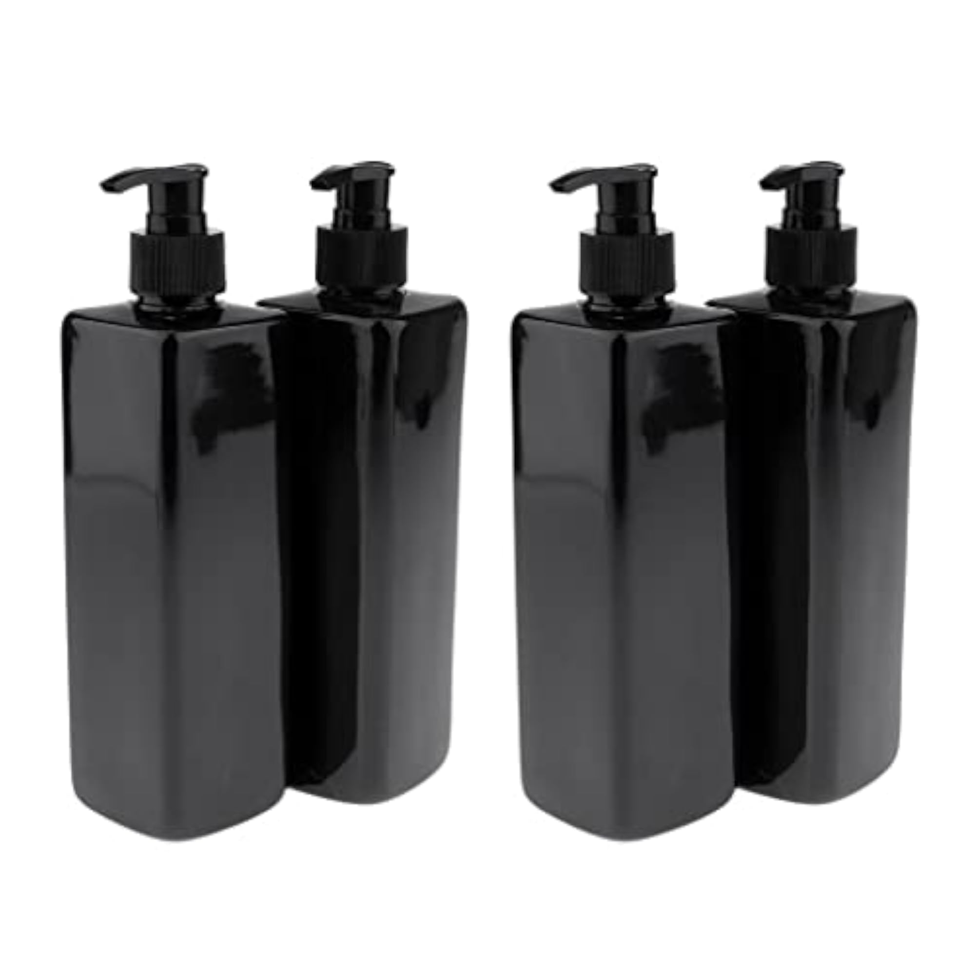 4Pcs Empty ABS Shampoo Lotion Bottles with Lotion Pumps 500ML Black Pump