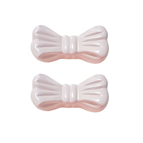 BOOMLATU Pink Bow Cabinets Knobs Cupboard Pulls Dresser Drawer Pack of 2,Wood Decorative Cabinet Handles for Kitchen Furniture Kids Girl Women Room