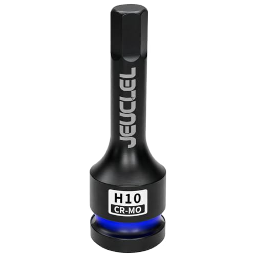JEUCLEL 10mm Hex Impact Bit Socket H10 1/2 Drive Allen Socket Cr-Mo