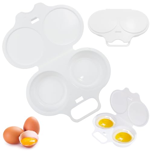 1 Pack Microwave Egg Poacher,Reusable Poached Egg Maker Microwave Egg Cooker, Double Cups Egg Boiler Breakfast Cookware for Kitchen Gadgets
