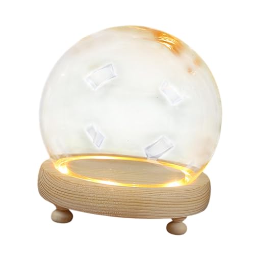 Qianly Cloche en Verre sur Socle en Bois pour Exposition de Décorations, 18 Cm