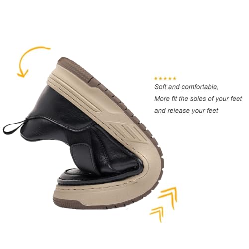 Men's Genuine Leather Round Toe Breathable Platform Fashion Sneakers Retro Comfortable Low Top Lace-Up Non-Slip Soft Sole Casual Walking Shoes Dress Daily Flat Skate Shoes4