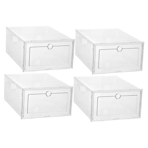 Cabilock 4 pièces Lot Boîtes à Chaussures Transparentes Empilables Rangement pour Chaussures et Petits Objets Protection la Poussière Rayures Organisateur Pratique et Gain de Place