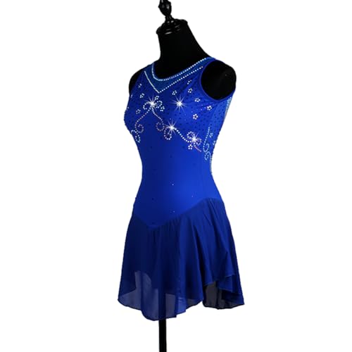 Vestido de patinação artística feminino, feminino, feminino, vestido de patinação no gelo, sem manga