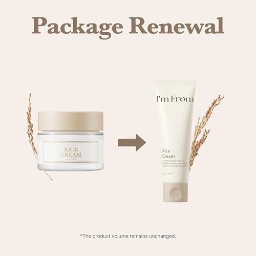 I'm from I’m From Rice Cream, Hydrating Face Moisturizer with Rice Water & Ceramide, Lightweight Barrier Cream for Dry & Combination Skin, Korean Skincare 1.69fl.oz