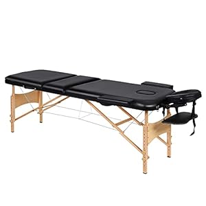Massageligstoel, spa bed, massagetafel, 3 delen, draagbaar, in hoogte verstelbare houten poten, eenvoudige installatie, ergonomische hoofdsteun met draagtas, tattoo salon gezichtsverzorging