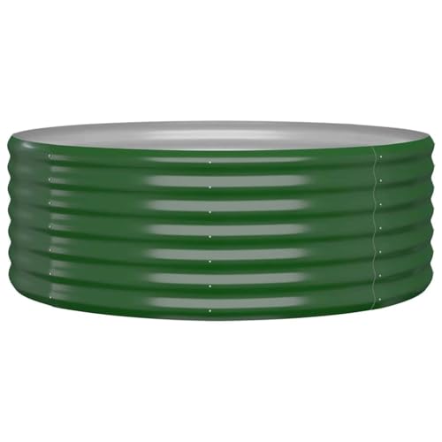 vidaXL Hochbeet, Wetterfestes Hochbeet für Garten Balkon Terrasse, Kräuterhochbeet zum Selber Bauen, Pflanzkasten aus Metall, Verzinkter Stahl Grün