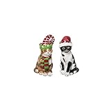 C&F Home Christmas Cat Christmas and Holiday Figures Figurines, Set of 2 Brown