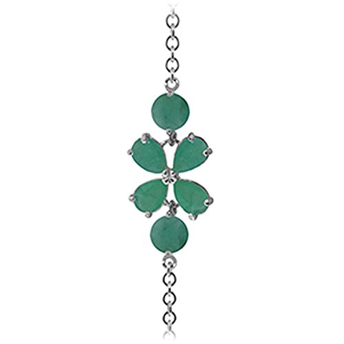 14k White Gold Floral Bracelet with Emeralds3