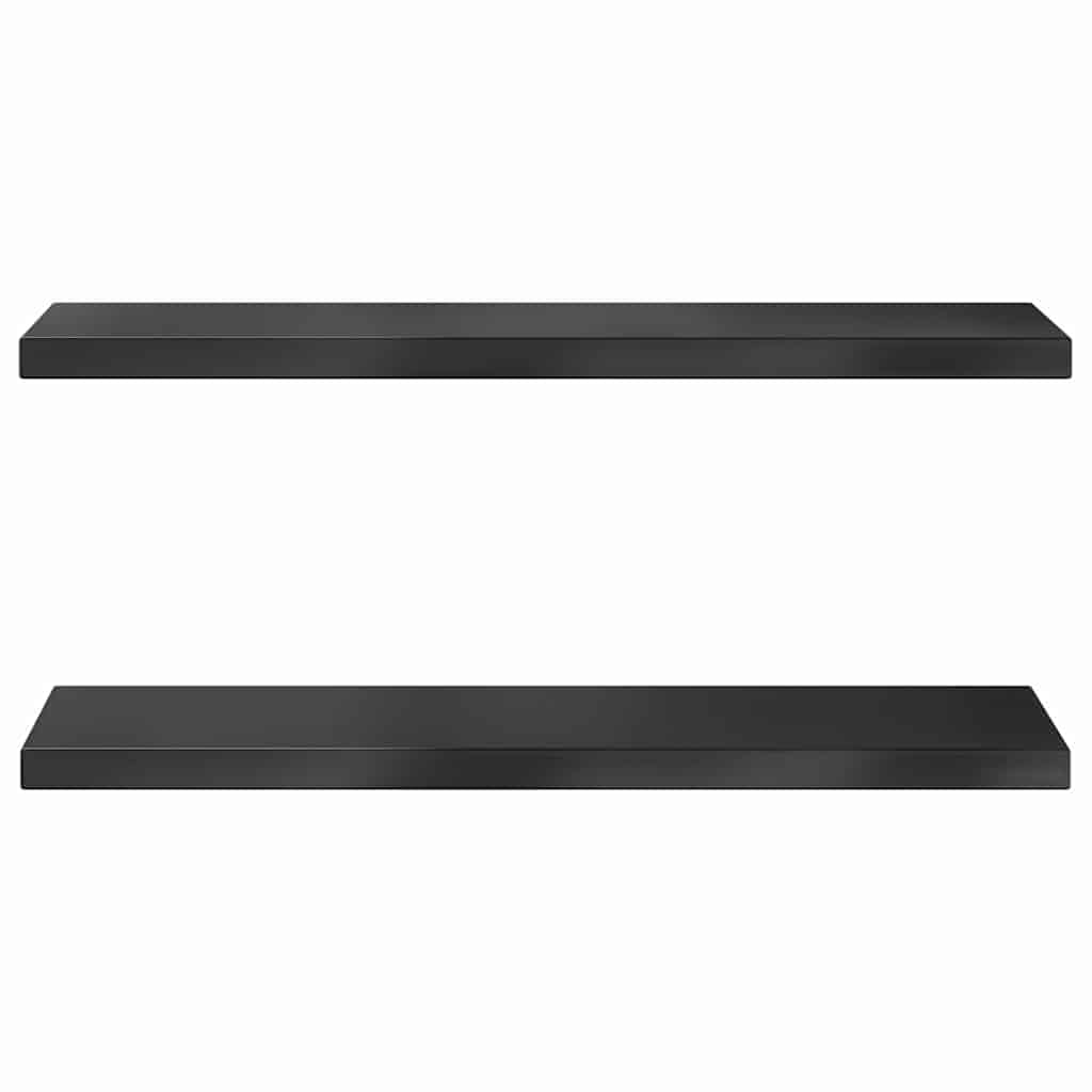 Półki ścienne 2 szt. 75 x 23,5 x 3 cm, czarne, ze stali nierdzewnej, półki wiszące do salonu, sypialni, odporne na korozję, oszczędność miejsca, łatwy montaż, nośność 100 kg