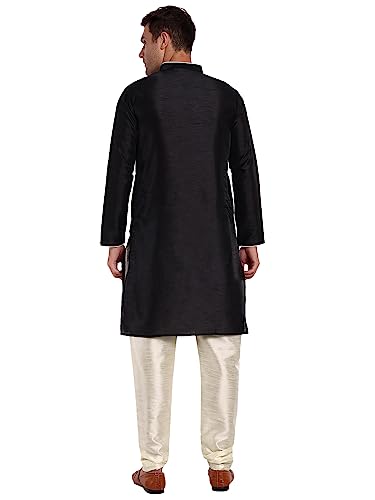 SKAVIJ Men's Art Silk Indian Ethnic Wear Kurta Pajama and Scarf Suit Festivals Season Party Dress Set2