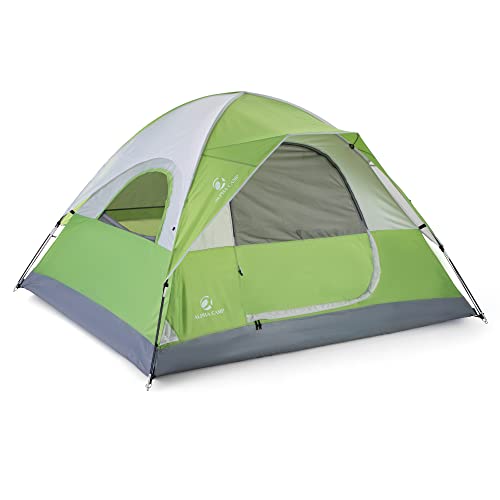 ALPHA CAMP 3/4 Person Camping Dome Tent with Carry Bag, Lightweight Waterproof Portable Backpacking Tent for Outdoor Camping/Hiking - 7' x 8' Green