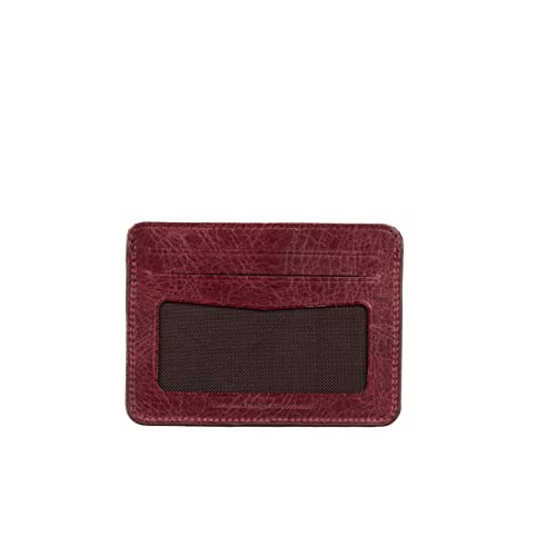 grande 3607 Genuine Leather Card Holder For Women and Men Slim Minimalist Small Snap Wallet (Rustic Burgundy)2