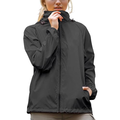 TANGNADE Rain Coats for Women Lightweight Packable Waterproof Rain Jacket with Hood Outdoor Active Portable Windbreaker