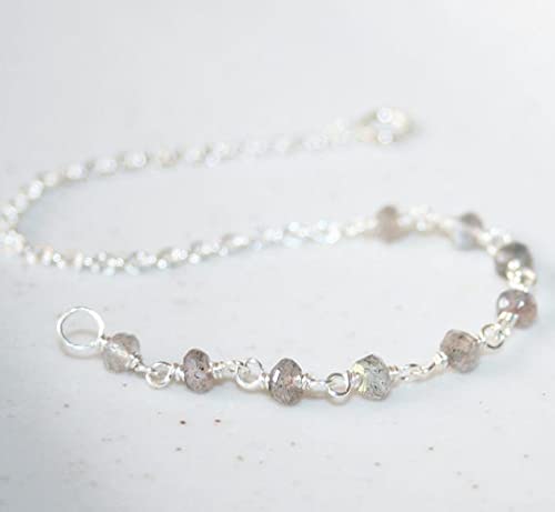 Bracelet labradorite facettée de haute qualité avec fermoir argenté - 2