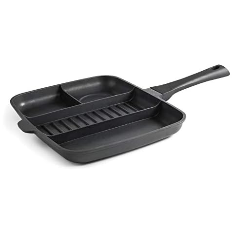 Lacor 27832 27832-Titanium Pro Pan with Non-Stick Individual Compartments 4 in 1, 32 x 26 cm, Aluminium Cover