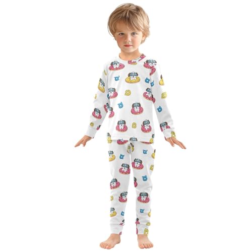 Pajama Sets Long Sleeve Cute Dogs on Donuts Soft Comfy Sleepwear 2 Piece PJS 3-8T2