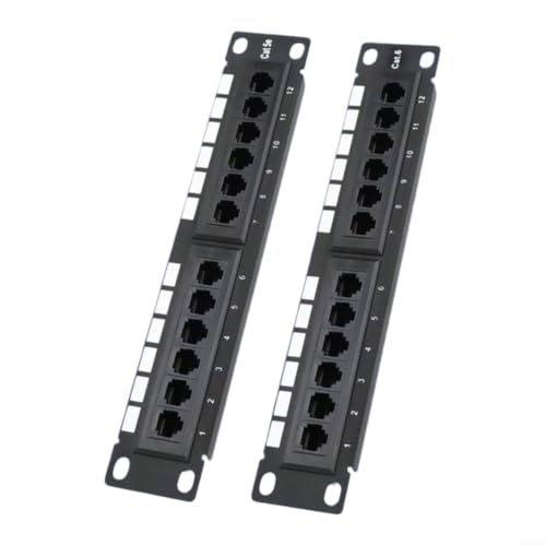 Panel de conexión de 12 puertos de acero resistente para redes modulares Cat5e y Cat6 7
