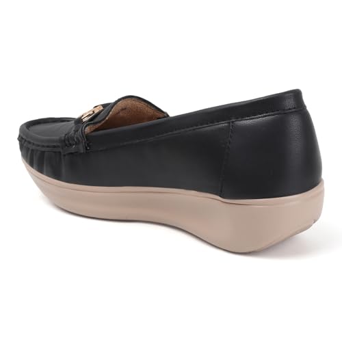 Image of Vendoz Women Comfortable Slip On Formal Loafer for Women | Stylish Fashion Moccasins Range | Cushioned Footbed Finish | Flexible | 1 Inch Heel Height| Formal Office Wear Shoe