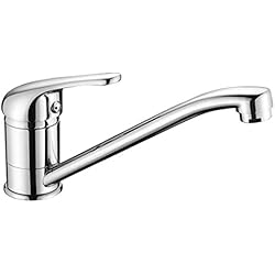 Griferia Fregadero Leroy Merlin Grifo de cocina con rotación 360°, MOKEKA mezclador monomando cromado ajustable de agua fría y caliente, diseño clásico y elegante, plata