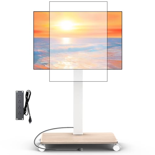Neothm Rolling TV Stand with Power Outlet, Swivel Mobile Portable TV Cart for 32-75 Inch TVs up to...