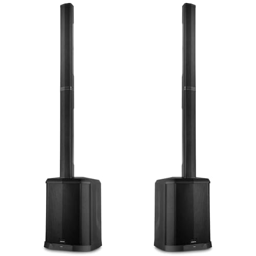 VONYX VX822 - Pack de 2 Enceintes Colonnes Actives 1800W avec BT sans Fil et TWS, Caisson 12