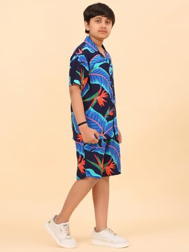 Image of Ninos Dreams Boys Cotton Rayon Halfsleeves Coord Set with Shirt & Shorts /Boys Vacation wear /boys co ord set /Boys Tropical print Shirt & Shorts set /Boys Clothing Set
