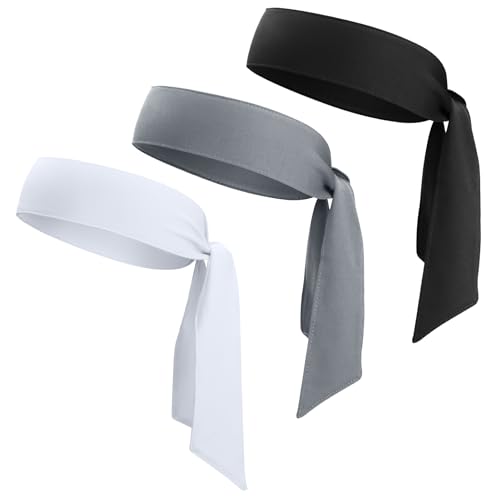 Head Ties Headband Sports Sweatband for Men Women 3 Pack Adjustable Ninja Headband Karate Tie Back Sweat Wicking Workout Head Band for Basketball Running Tennis Athletics