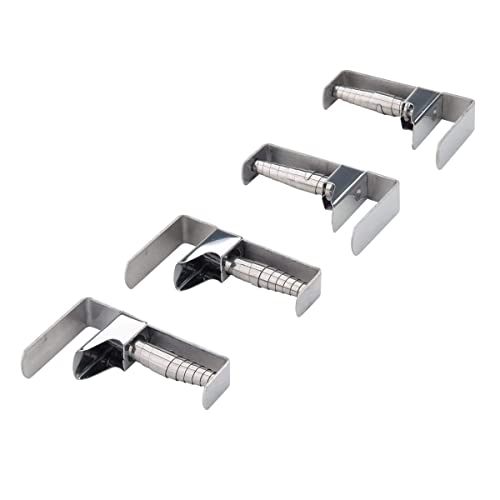Fackelmann 61503 Lot de 4 Pinces à Nappe, Pinces-Nappe Extérieur Inoxydable, Fixe-Nappe Professionnelle à Ressort, Clips à Nappe, Acier Inoxydable, Argent,...