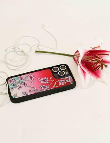 Image of Wildflower Cases - Compatible with iPhone 16 Pro Max| Protective Black Bumper, 6.5ft Drop Test Certified, Women Owned Small Business | Trendy Red Purple Floral Blue Vines | Serena Floral
