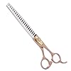 Tijeras profesionales de aseo para perros, color oro rosa 440C, de acero inoxidable rectas, curvas, para servicios de aseo de mascotas, perros y gatos (chunker, 7.5 pulgadas)